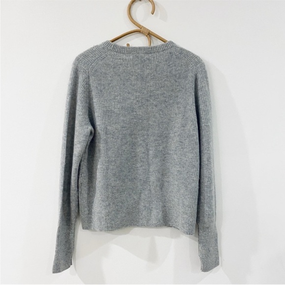 White + Warren 100% cashmere gray sweater with cuff slits  NEW - Picture 3 of 8